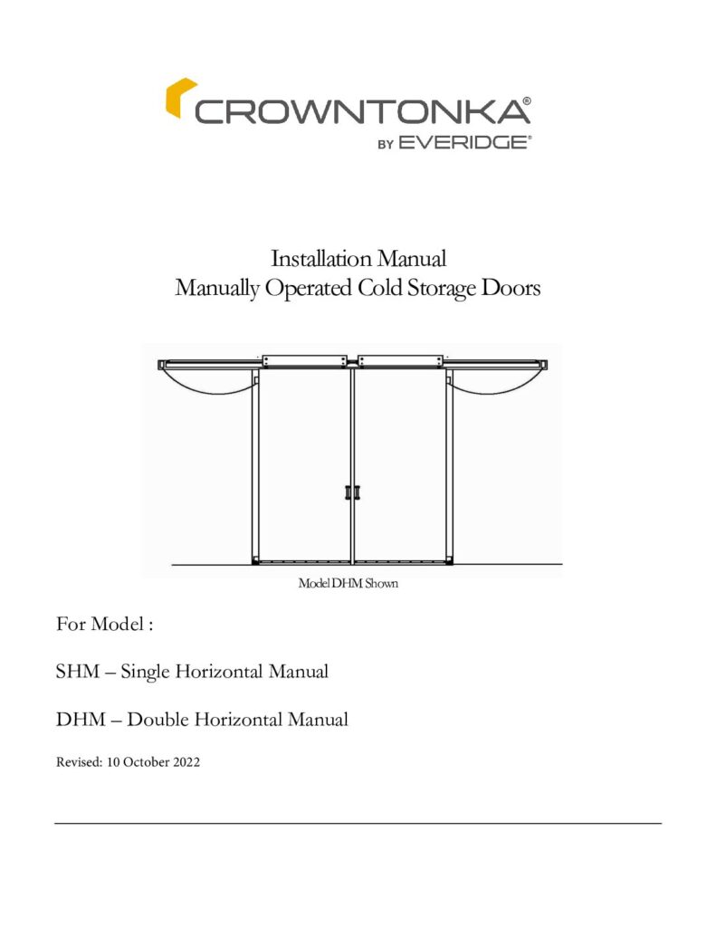 CROWNTONKA SHM DHM MANUAL INSTALLATION INSTRUCTIONS