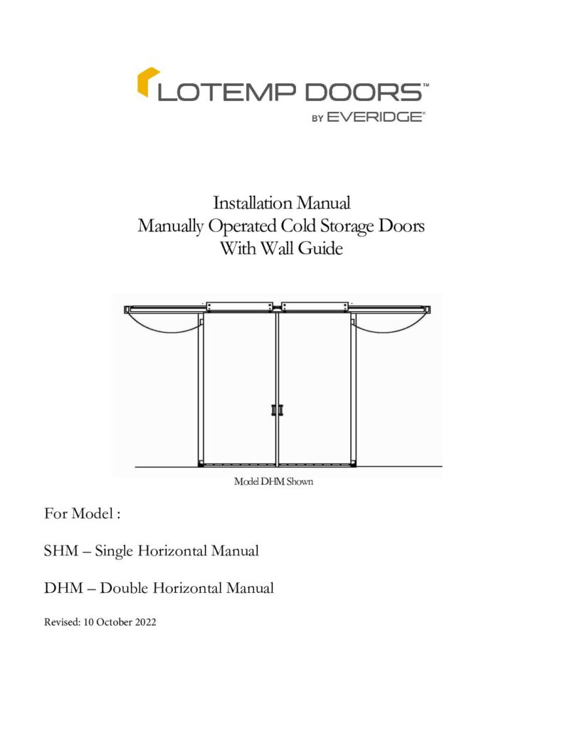 LOTEMP SHM DHM MANUAL INSTALLATION INSTRUCTIONS PASSDOOR FLUSH SILL WITH WALL GUIDE