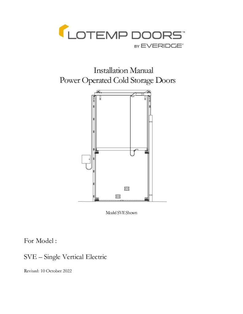 LOTEMP - SINGLE VERTICAL ELECTRIC (SVE) DOOR MANUAL