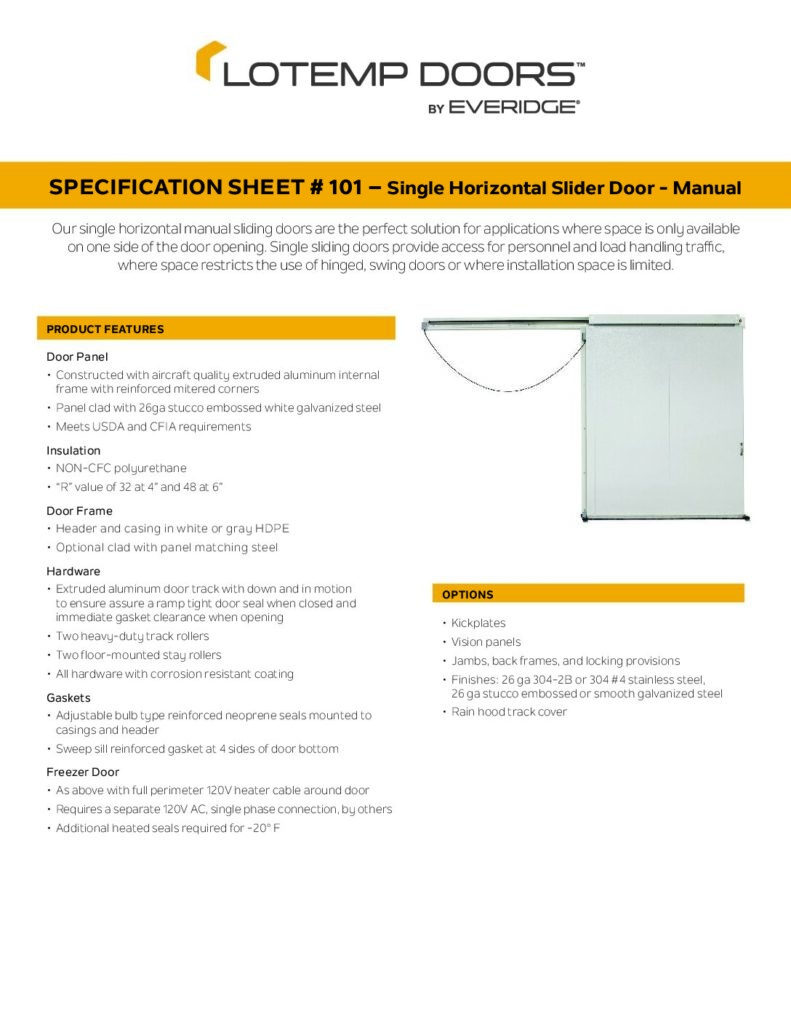 SINGLE-SLIDE DOORS - MANUAL DOOR SPECIFICATIONS