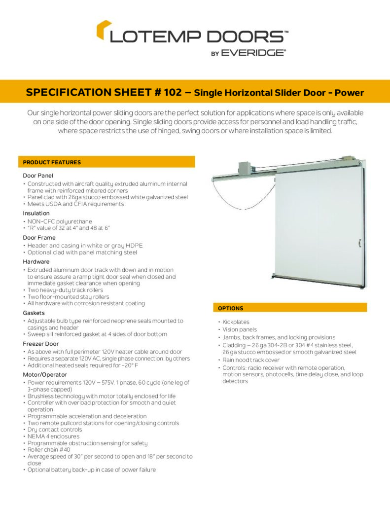 SINGLE-SLIDE DOORS - POWER DOOR SPECIFICATIONS