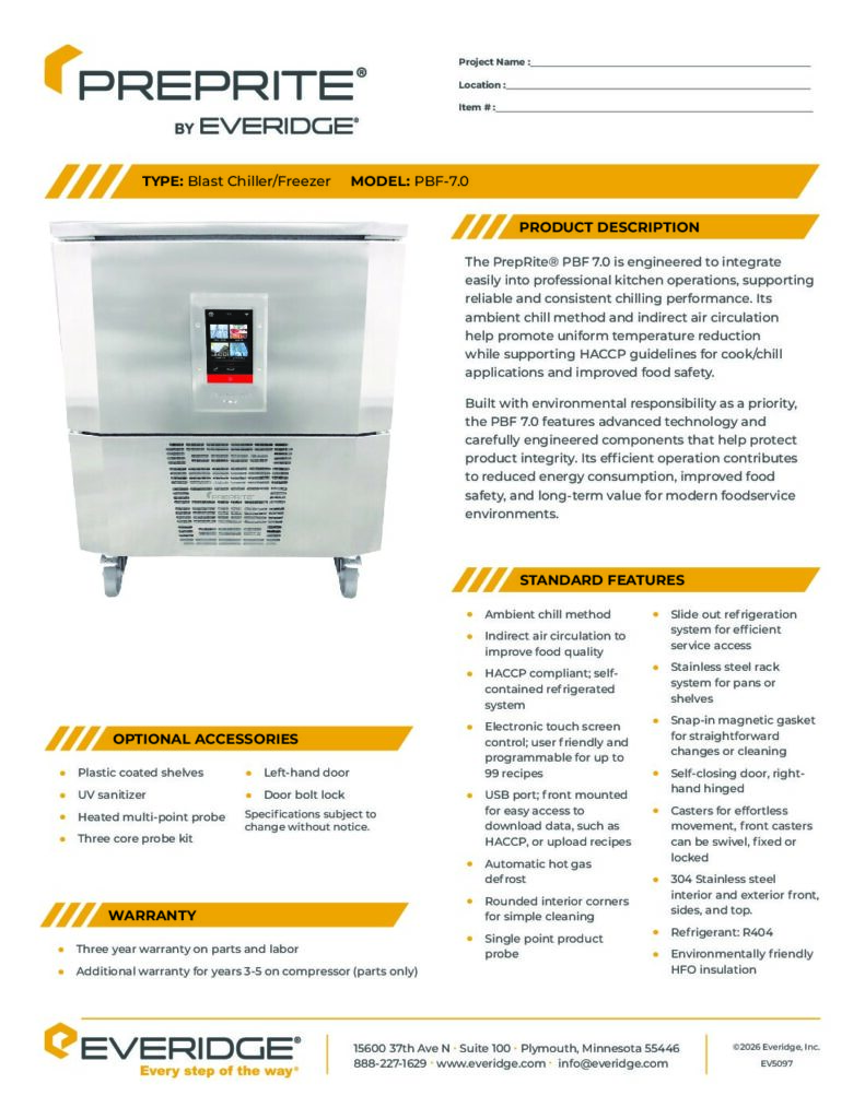 PrepRite PBF7.0 Spec Sheet