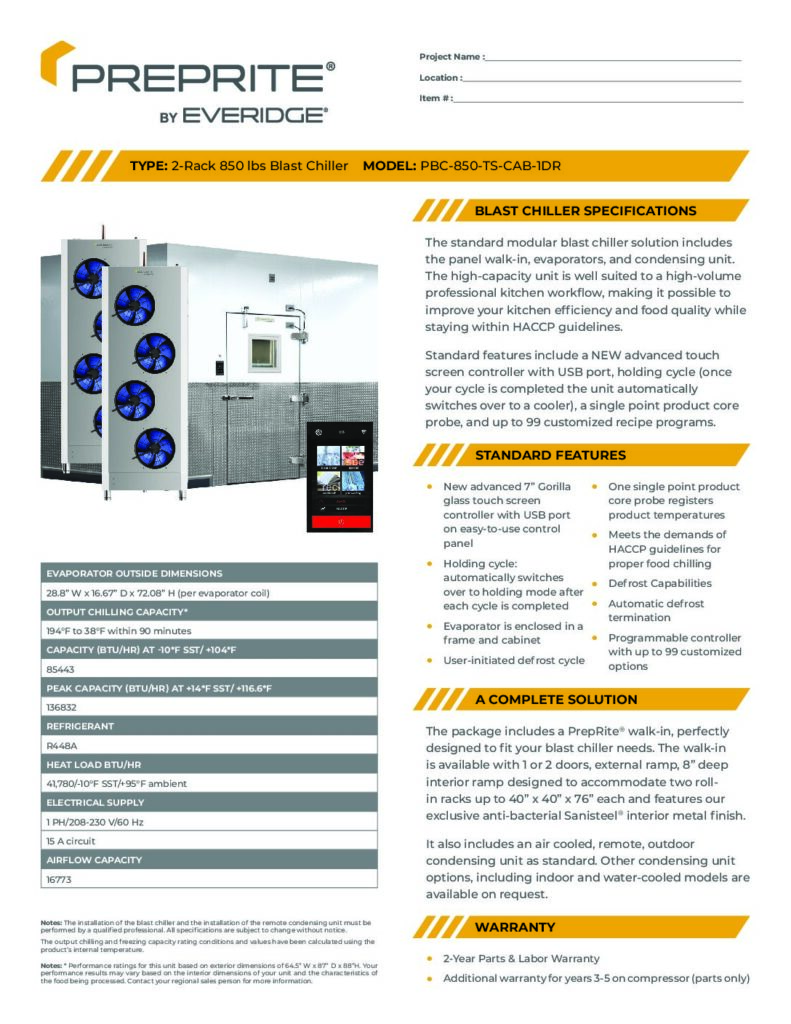 PREPRITE PBC 850 SPEC SHEET