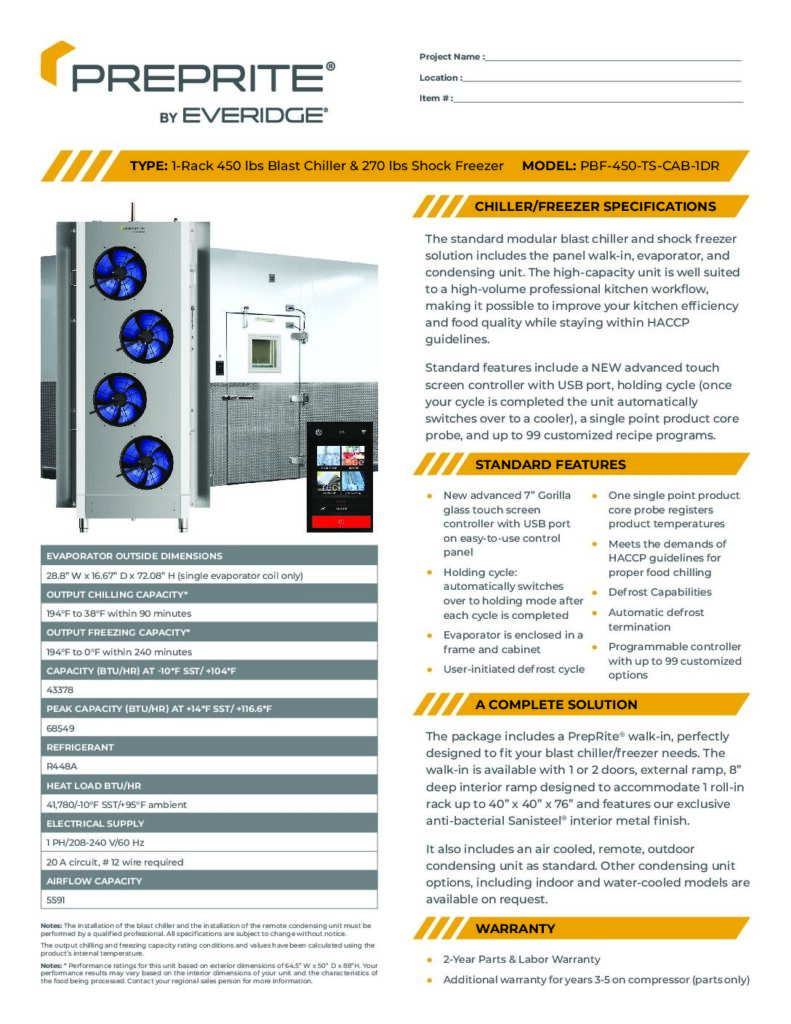 PREPRITE PBF 450 SPEC SHEET