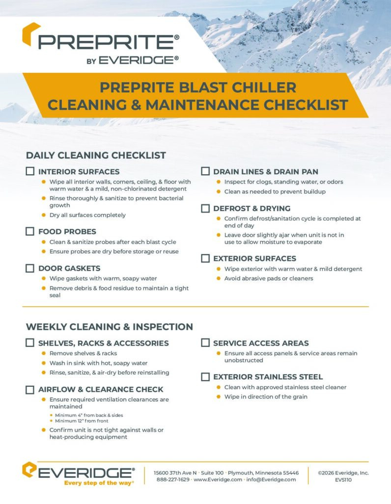 PrepRite Cleaning Check List